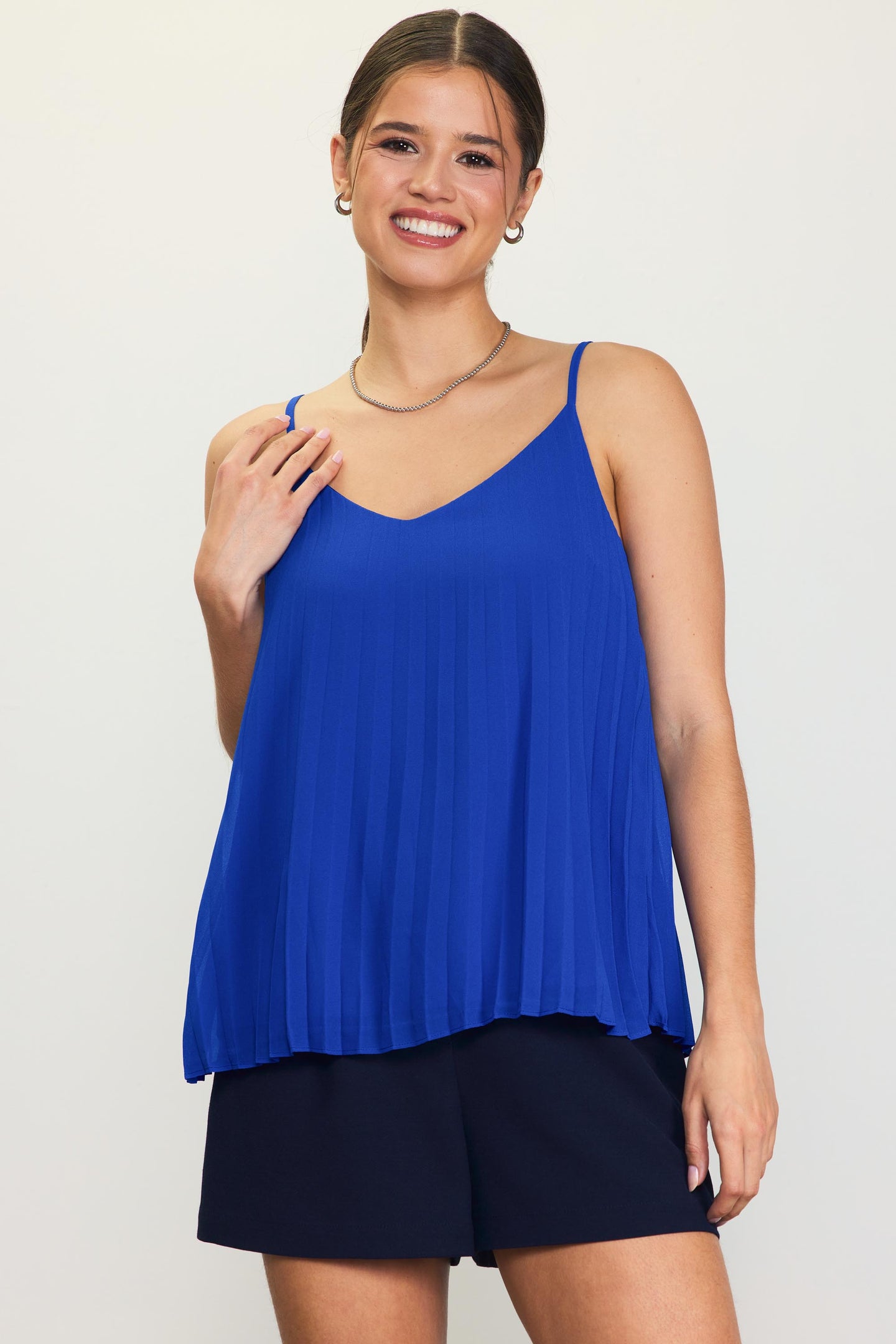 Back Strap Detail Pleated Cami