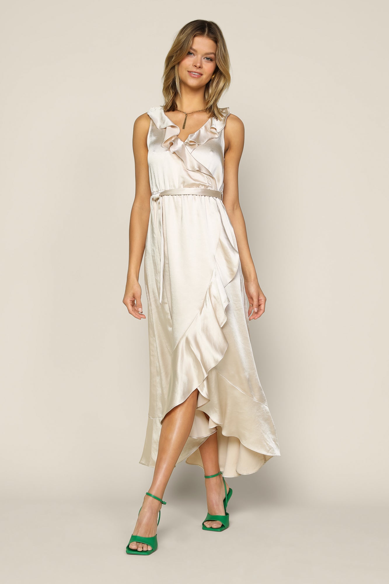 Satin ruffle maxi dress Clearance