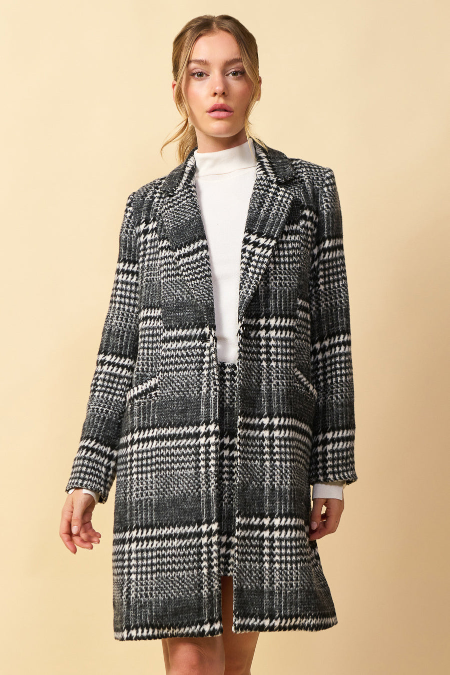 Plaid Single Button Coat – SKIES ARE BLUE