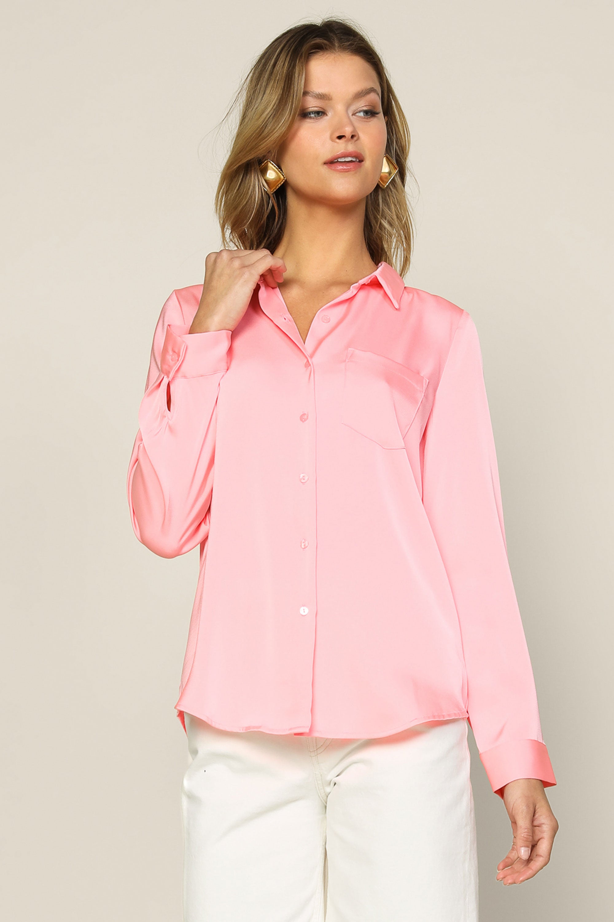 Satin Button Down Shirt – SKIES ARE BLUE