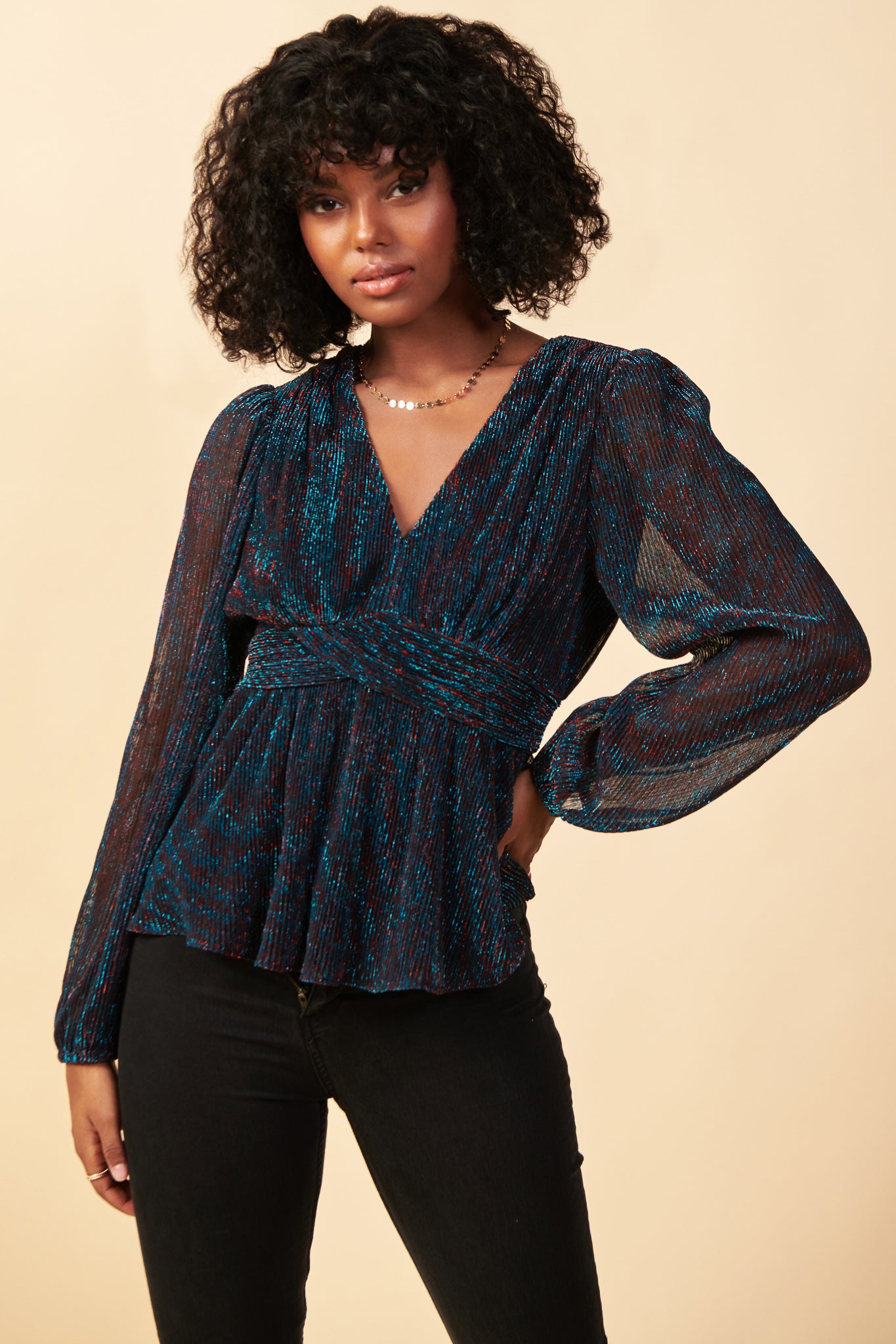 Metallic blouse cheap