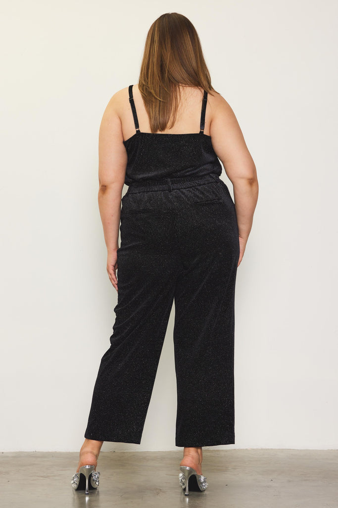 Plus Size - Glitter Dot Velvet Pants
