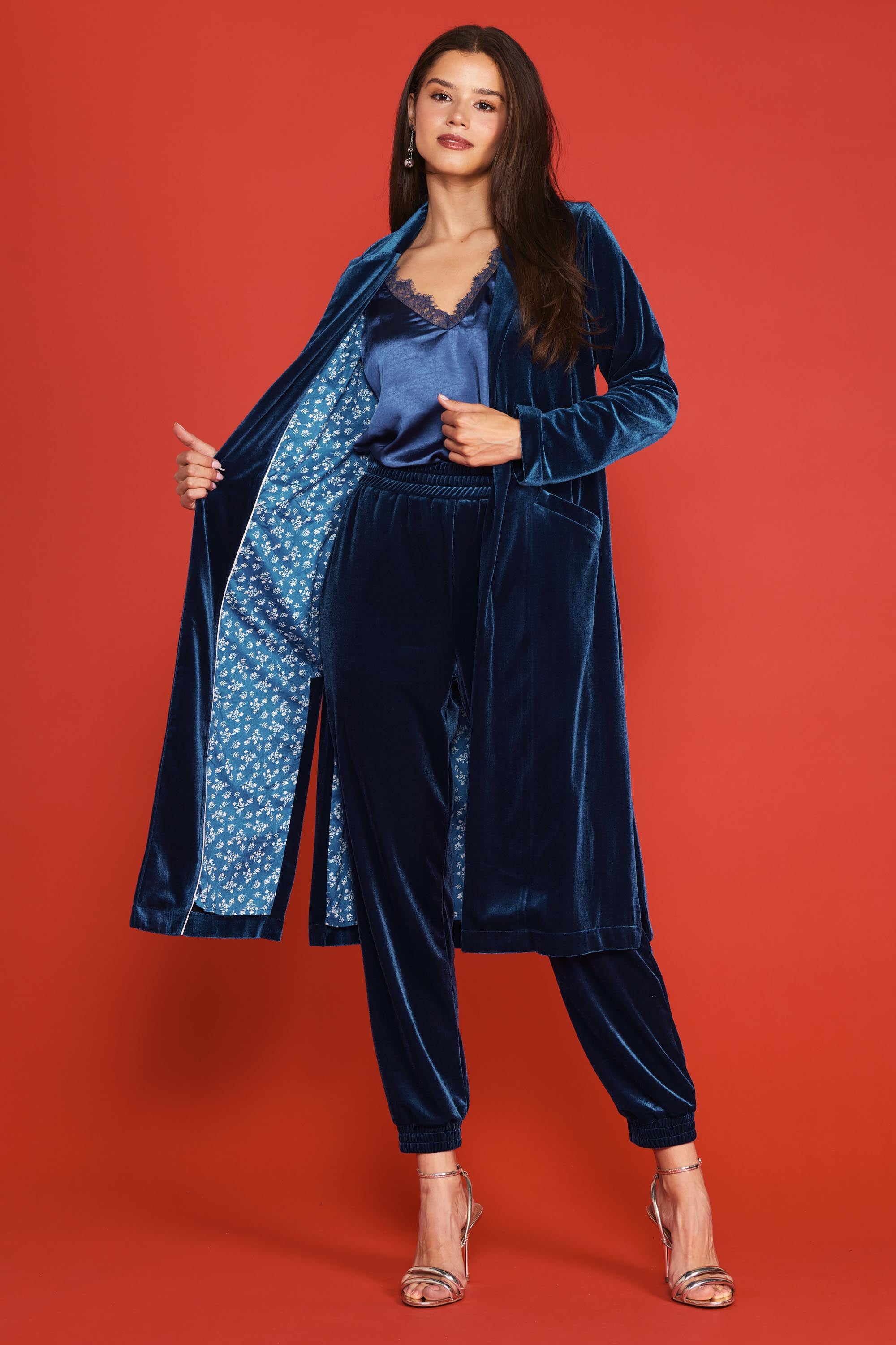 Blue velvet duster best sale coat