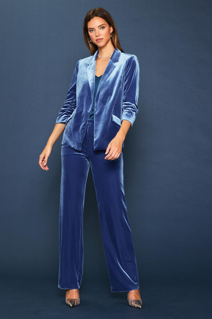 Ruched Velvet Blazer