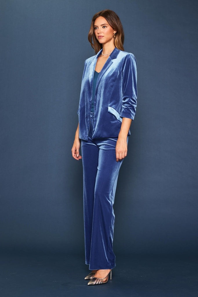 Ruched Velvet Blazer