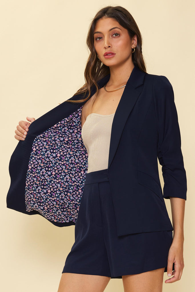 Recycled Shirred Sleeve Blazer