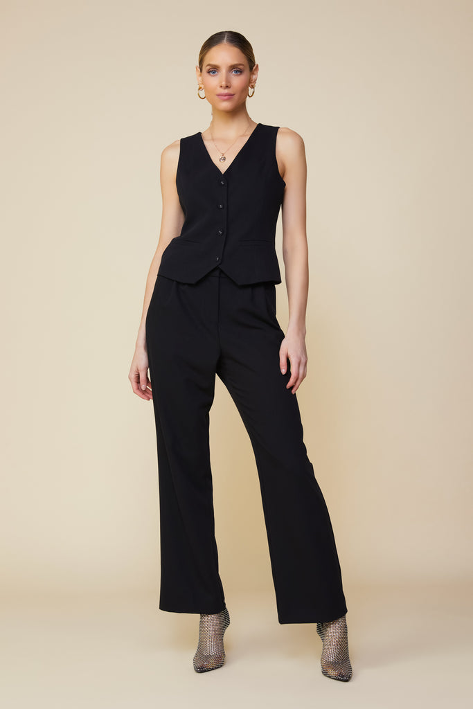 Front Pleat Wide Leg Trousers
