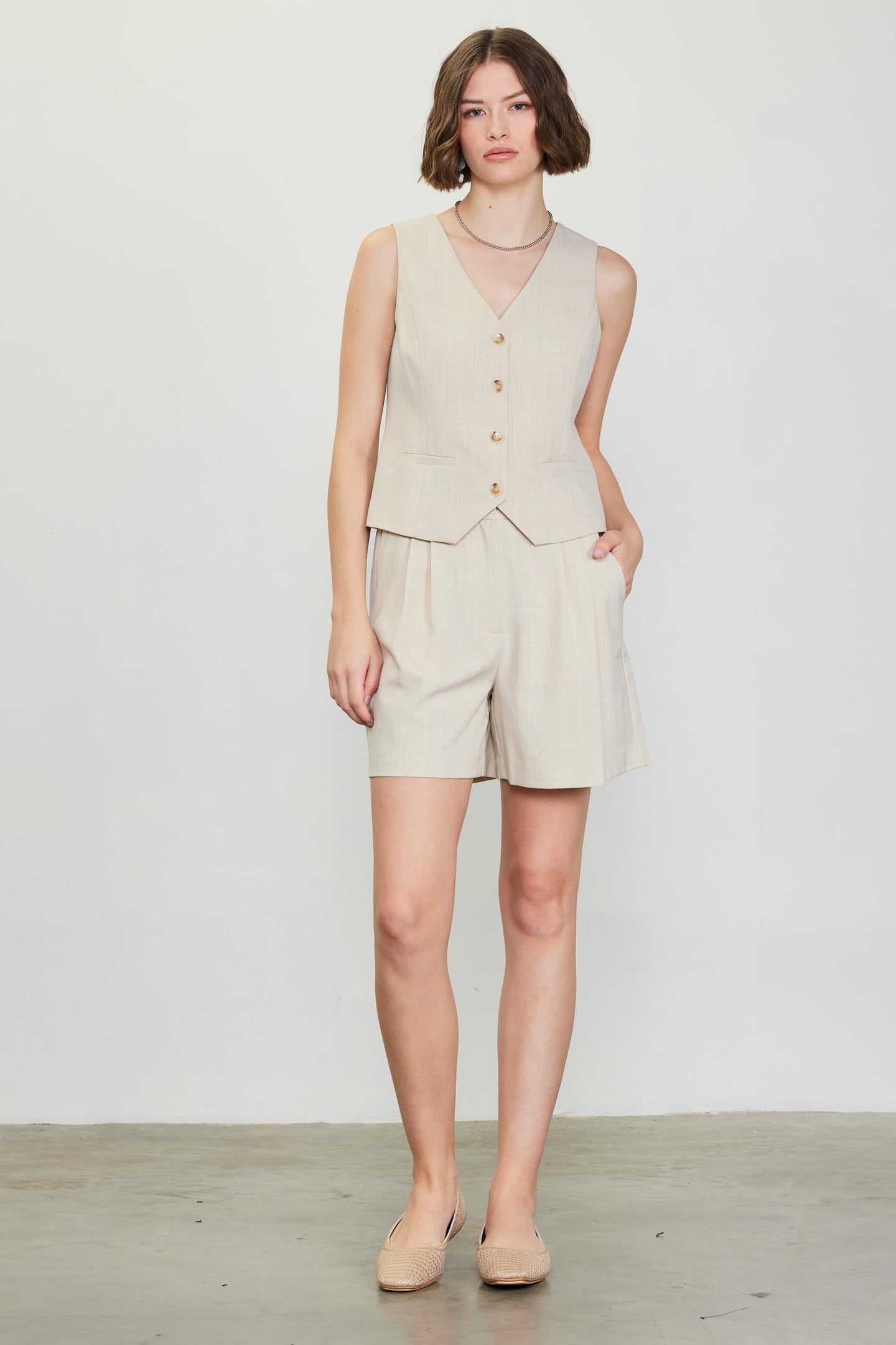 European And American Women's New Sky Blue Slim Suit Shorts Set