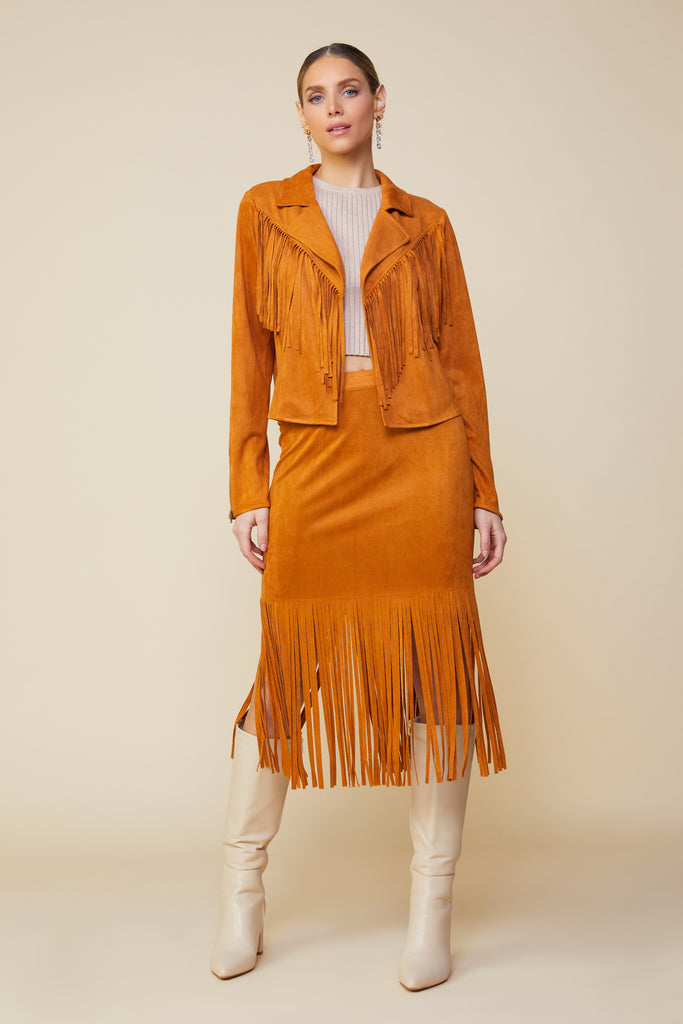 Faux Leather Fringe Skirt