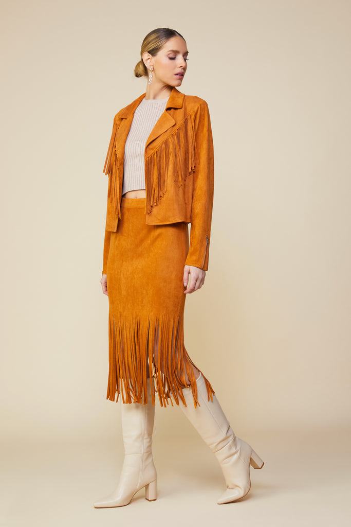 Faux Leather Fringe Jacket