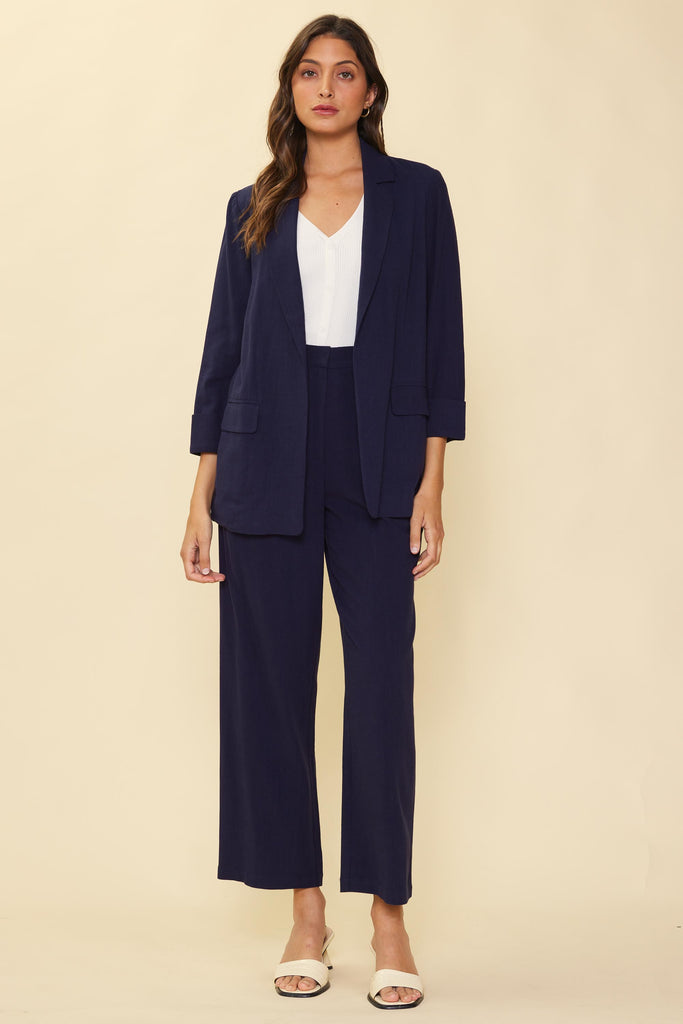 Linen Cuffed Sleeve Blazer