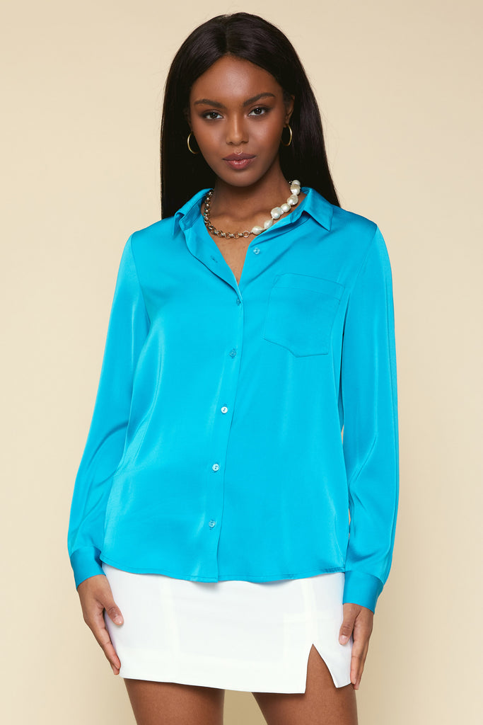 Satin Button Down Shirt
