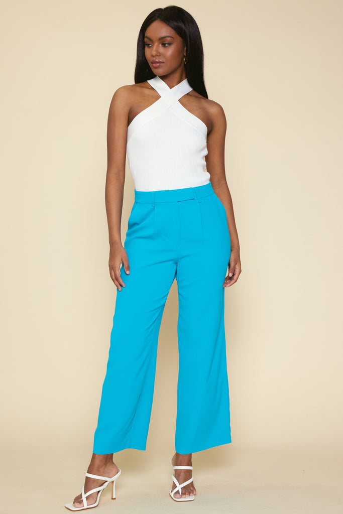Pintuck Wide Leg Trousers