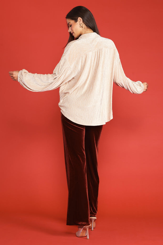 Velvet Buttondown Top