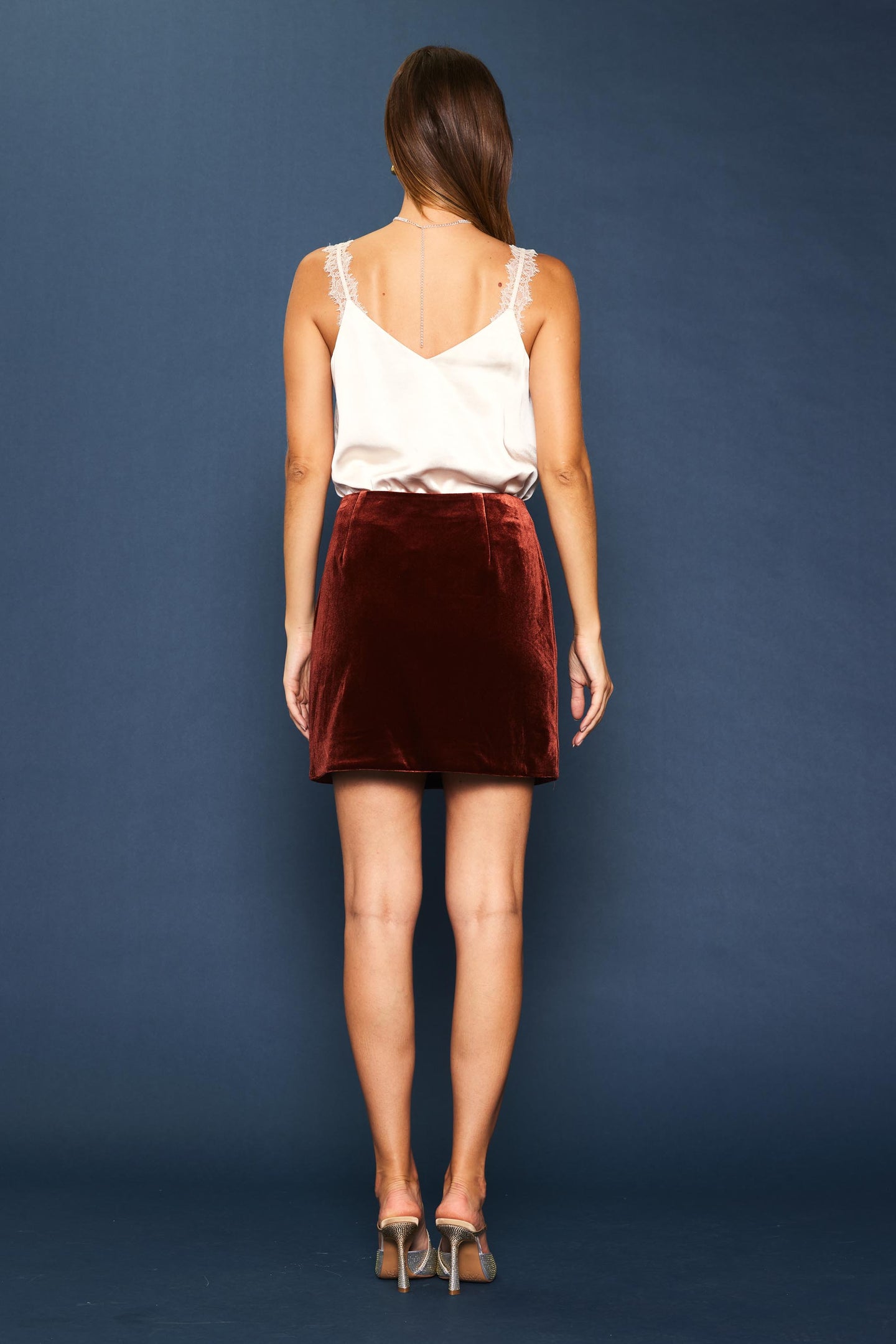 Velvet Side Slit Mini Skirt