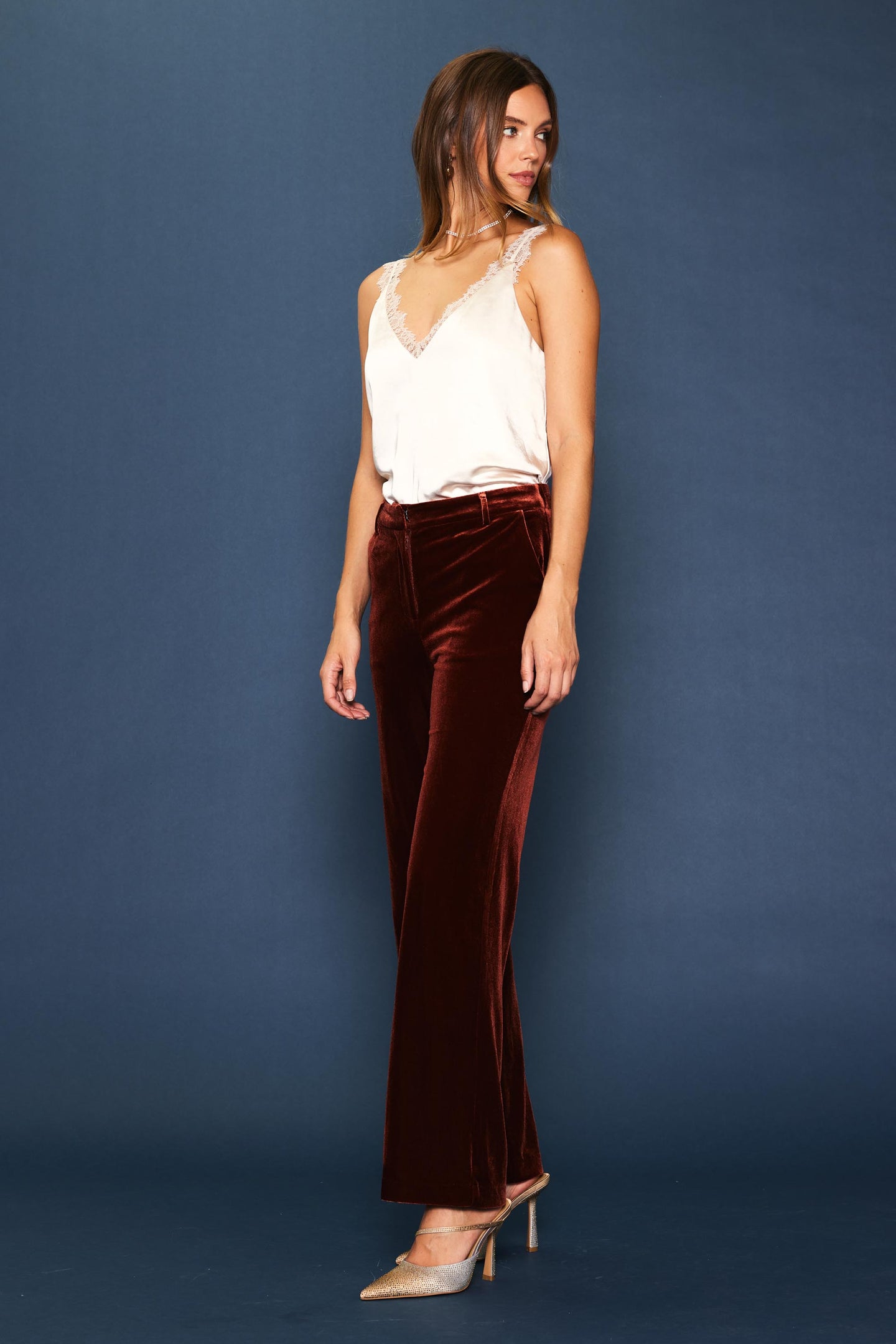 Velvet Wide Leg Pants