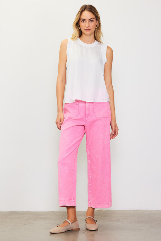 Washed Twill Wide Leg Pants