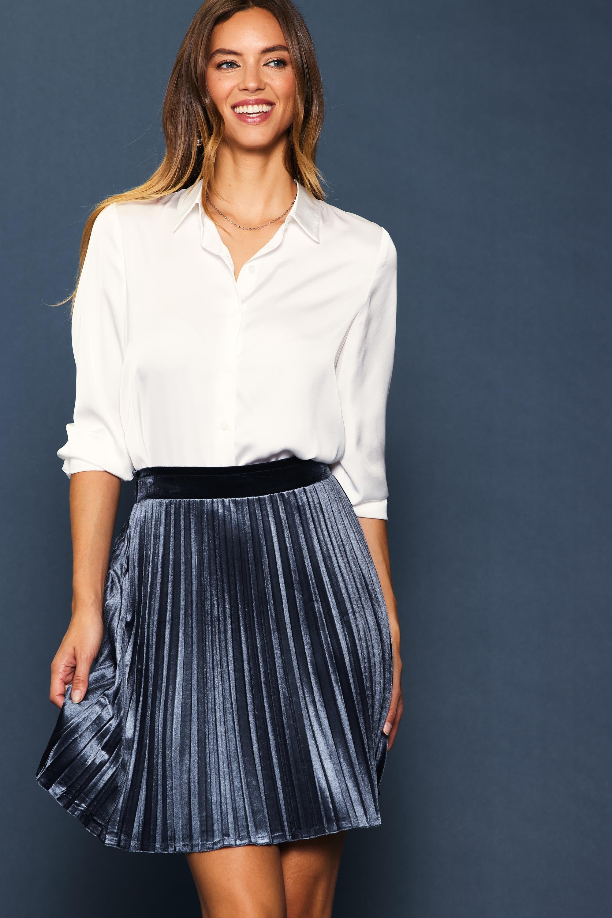Zara faux online suede pleated skirt