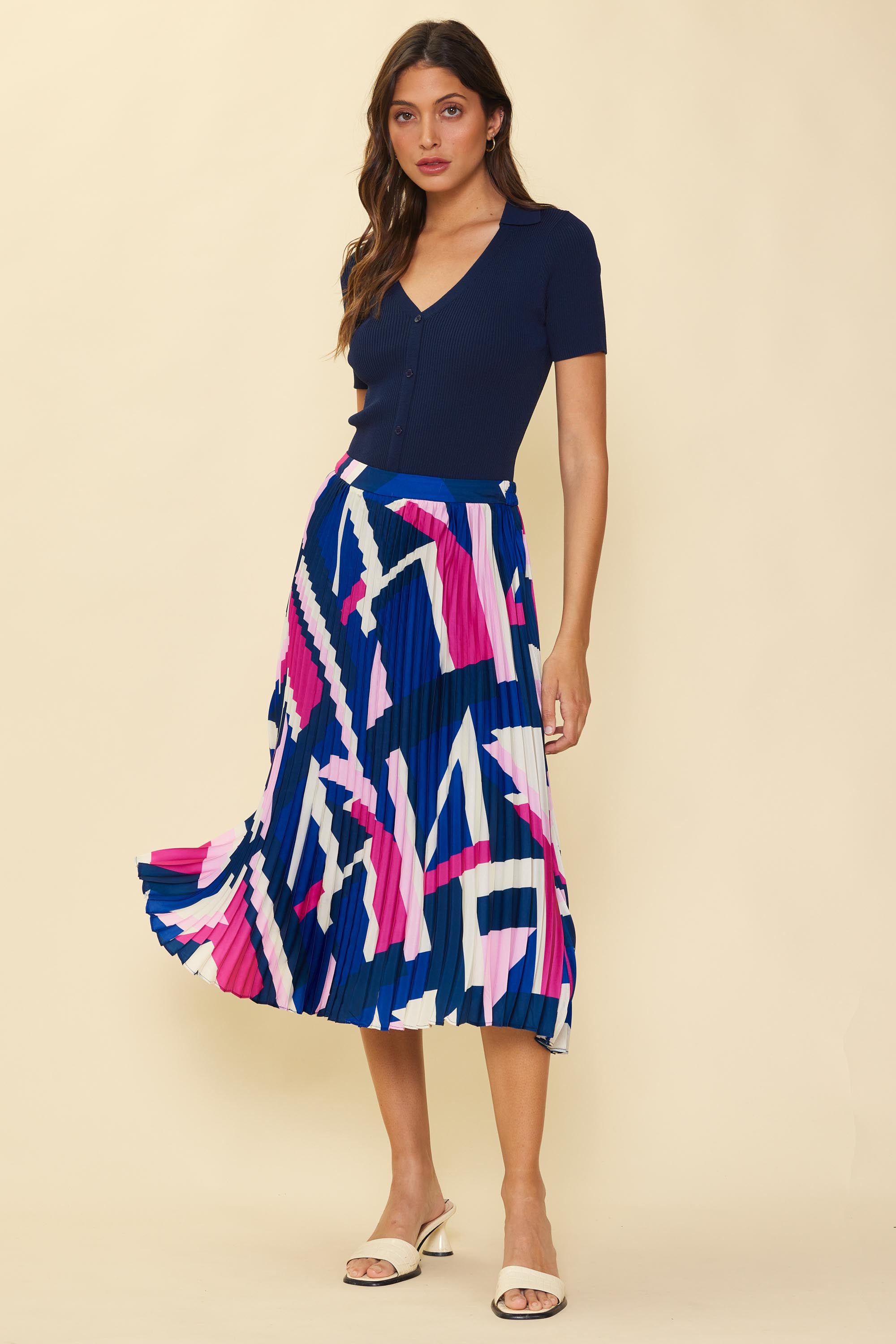 Printed best sale pleated skirt