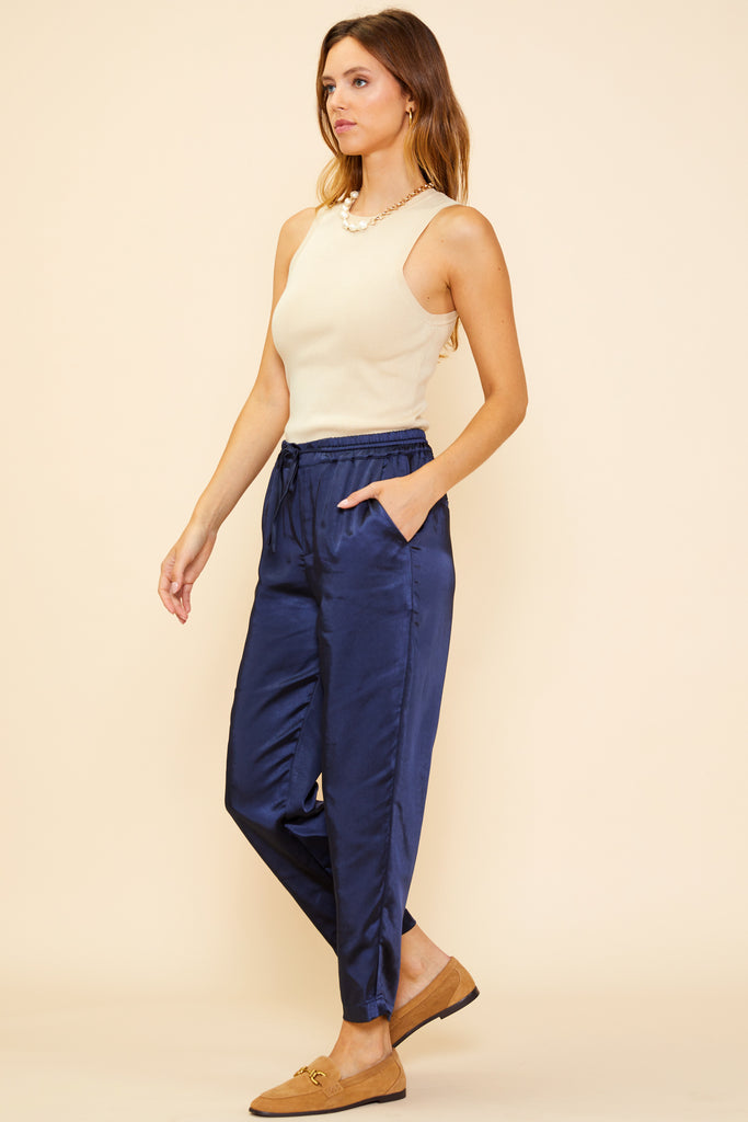 Satin Waist Tie Pants