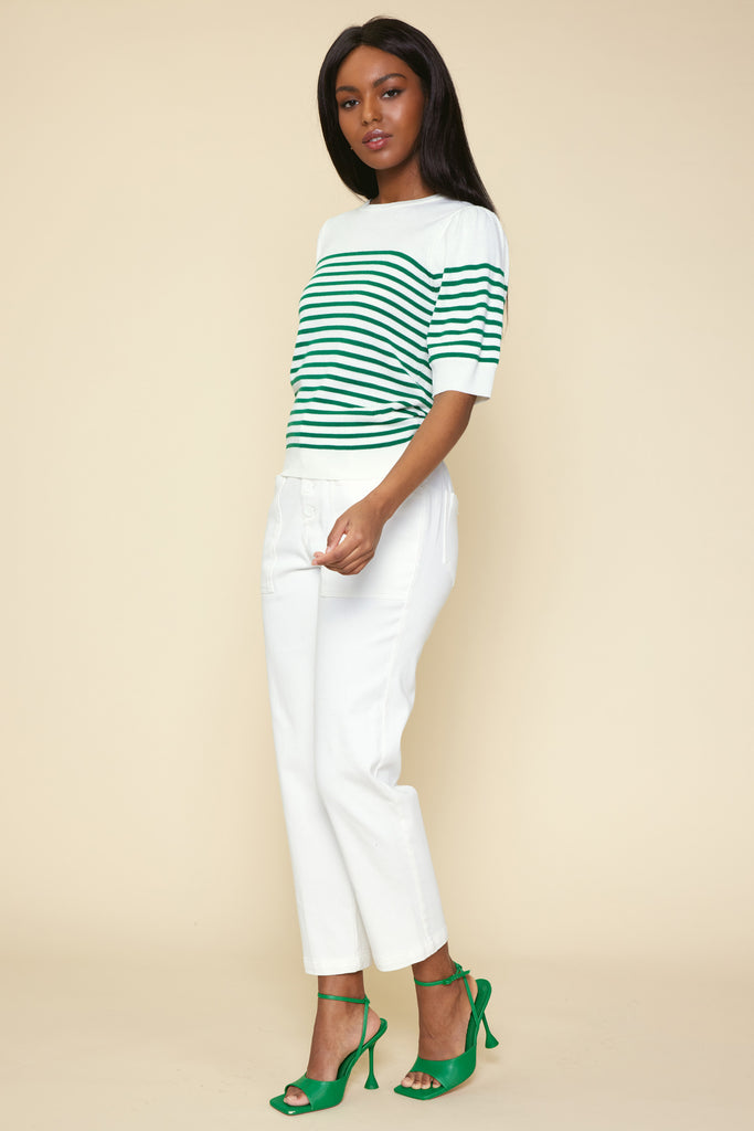 Knit Stripe Short Sleeve Top