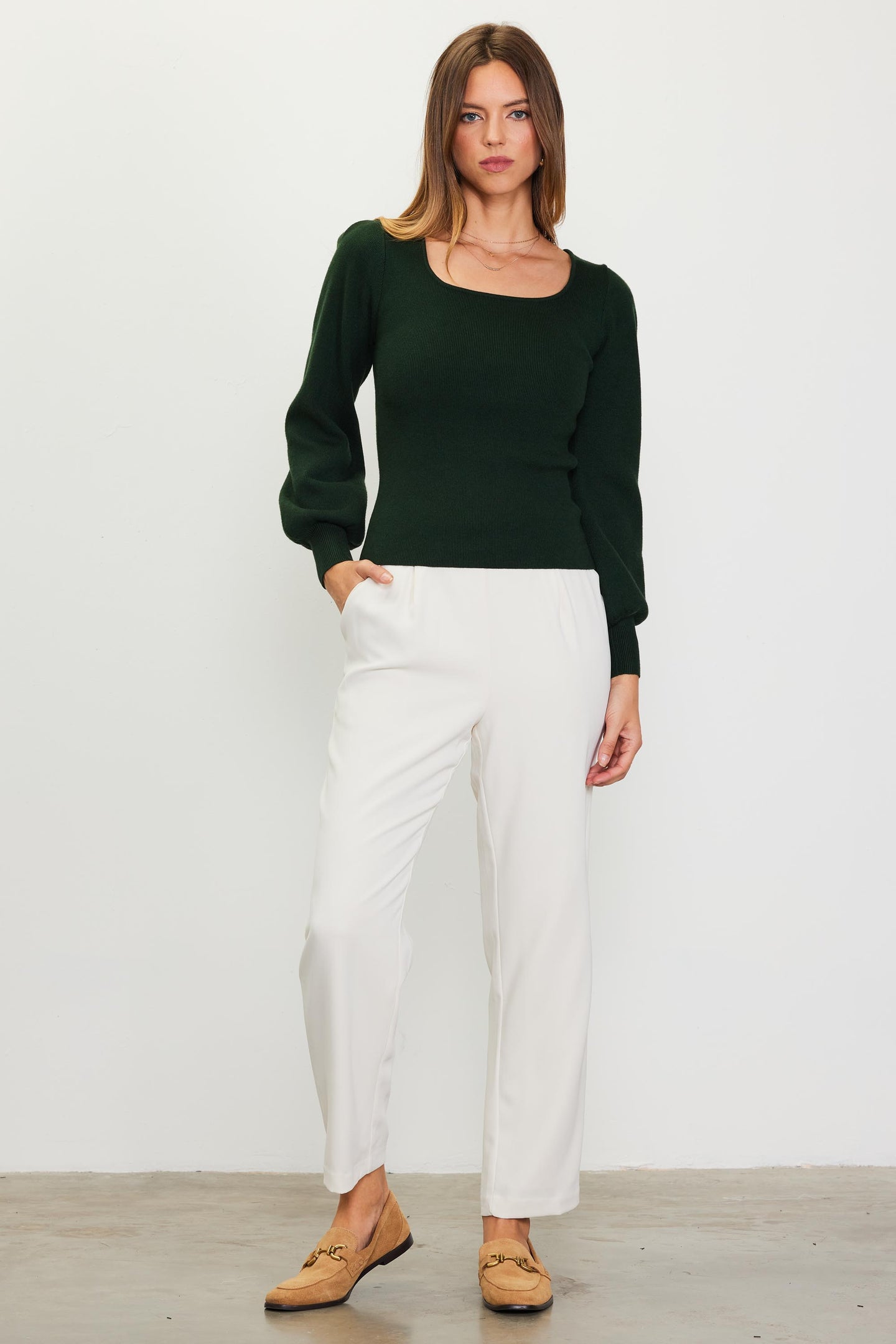 Longsleeve Square Neck Sweater Top