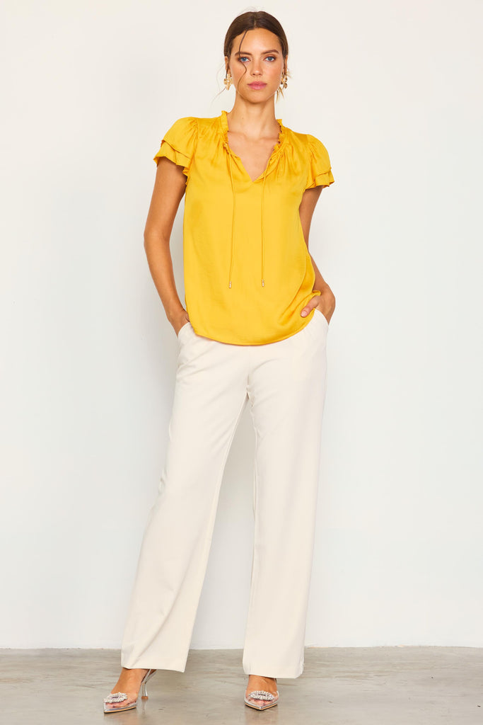 Satin Ruffled Detail Top
