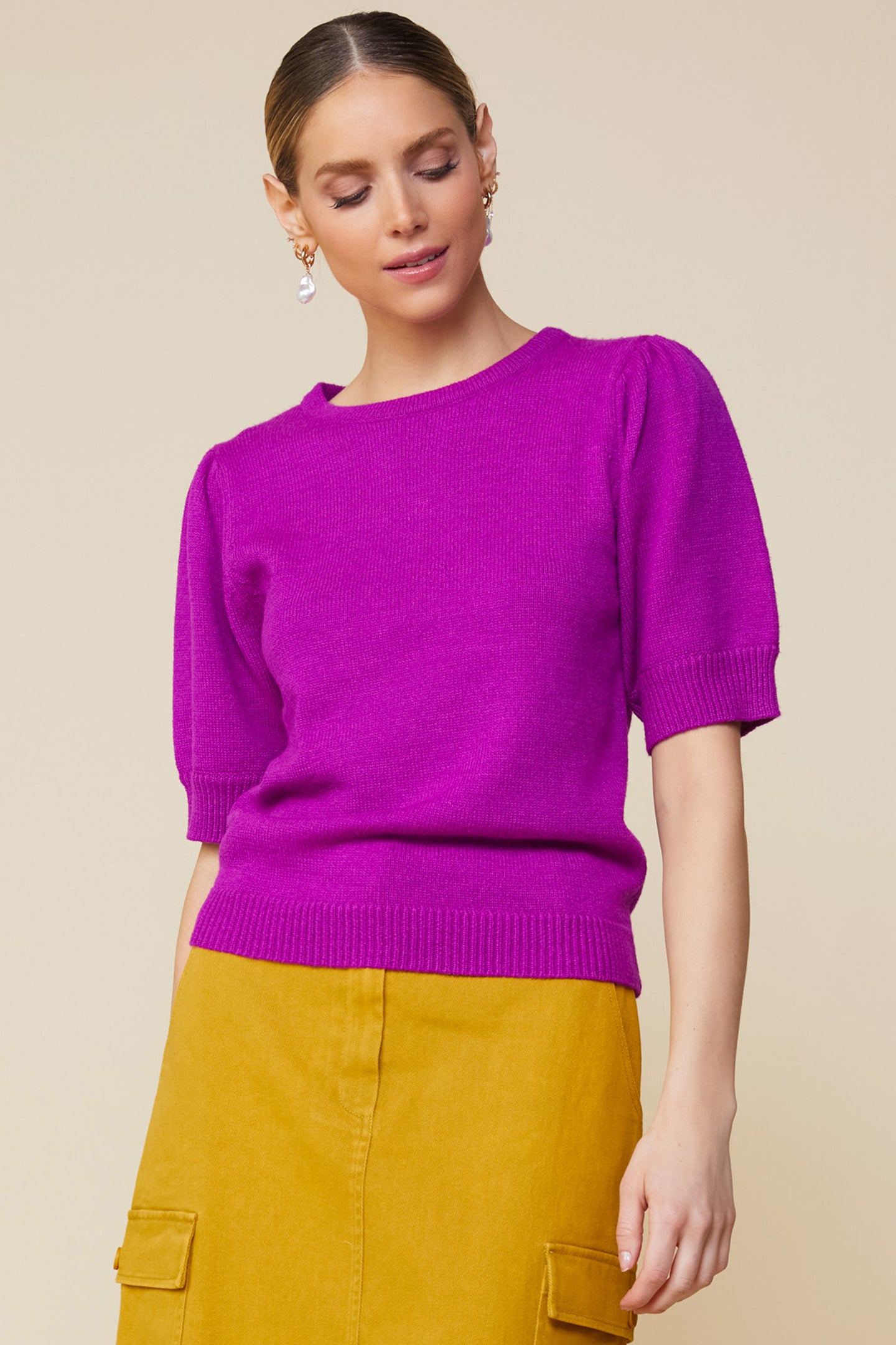 Recycled Yarn Short Sleeve Sweater