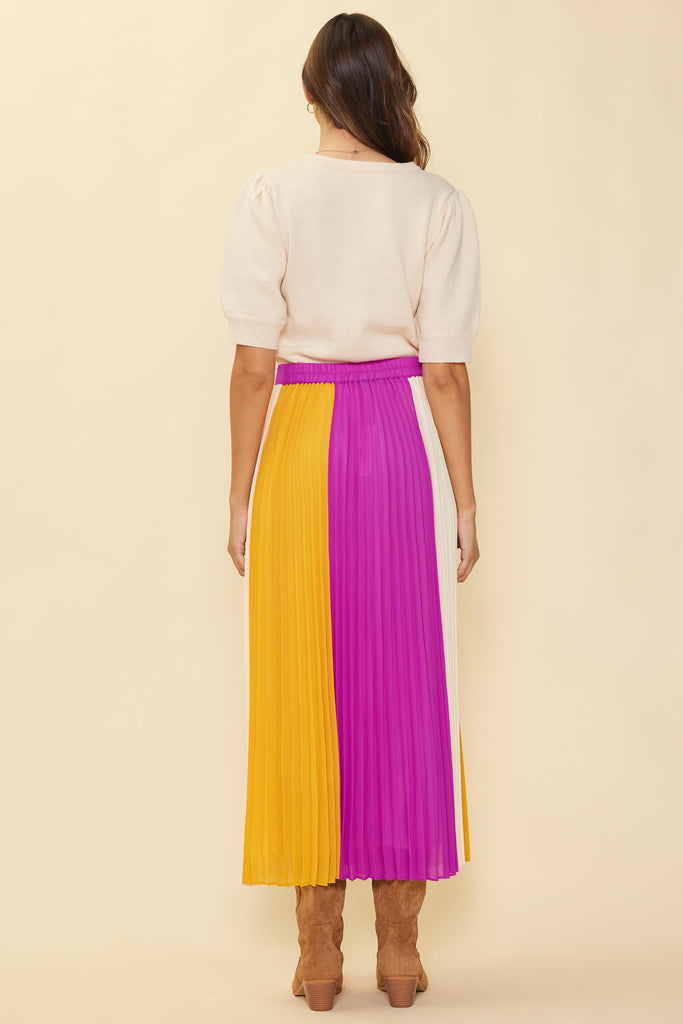 Color Block Pleated Skirt
