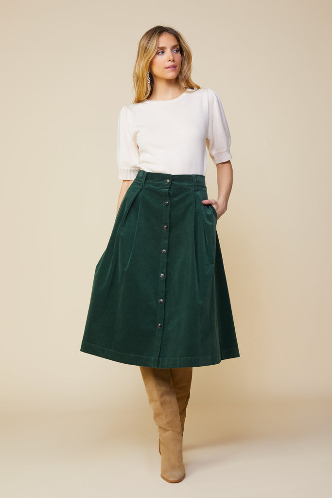 High Waisted Corduroy Skirt