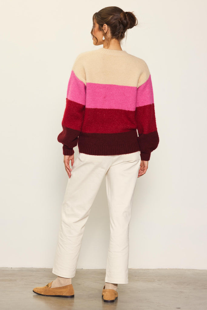 Drop Shoulders Color Block Sweater