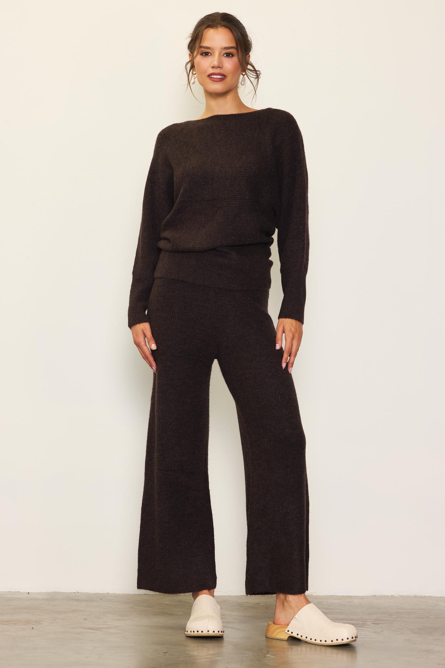 Ribbed Knit Wide Leg Pants