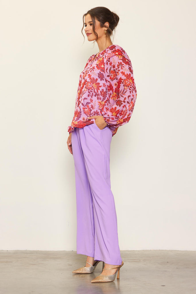Dahlia Print Longsleeve Blouse