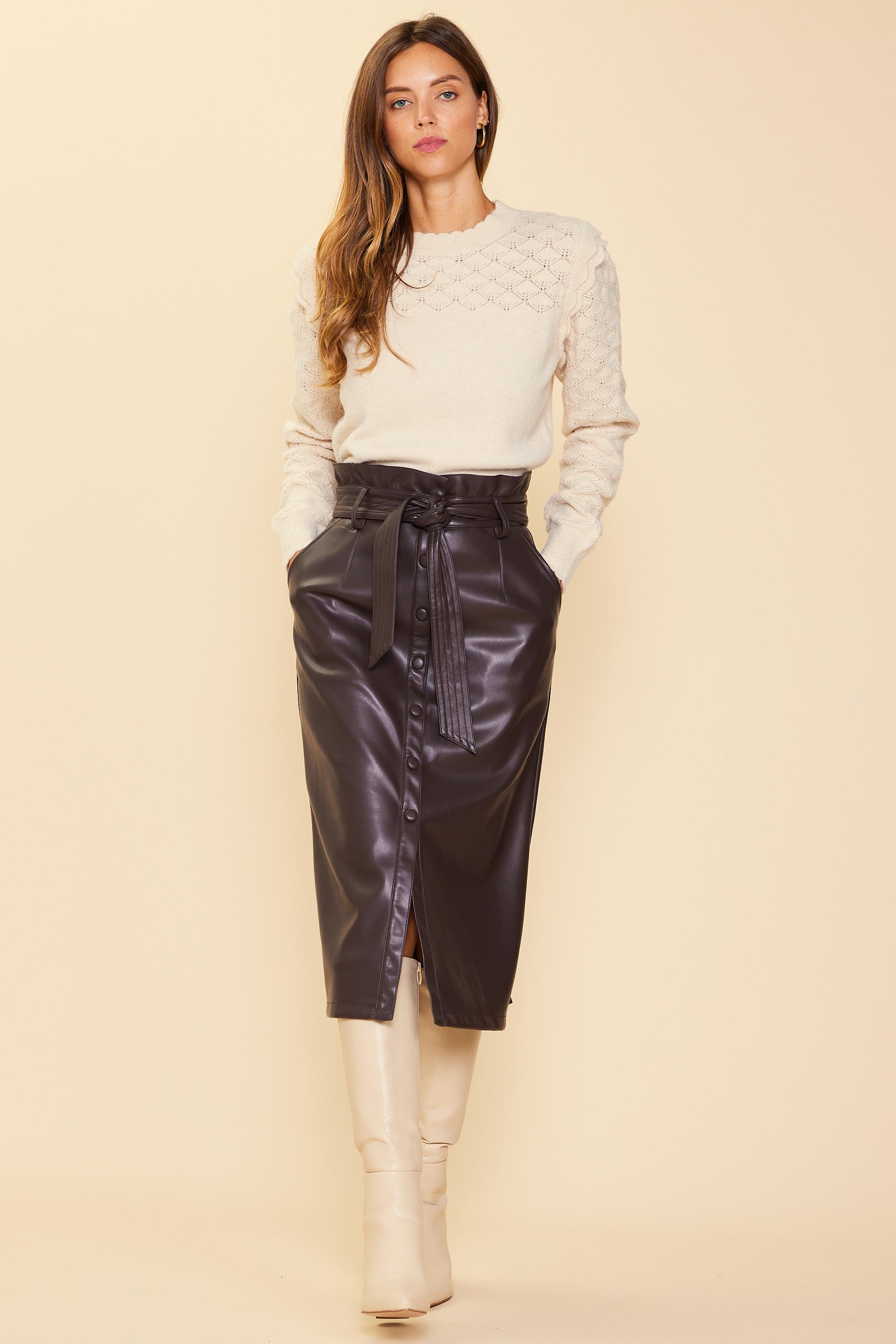 Barrie Vegan Leather Skirt | Veronica Beard