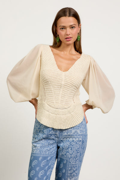 Cream Side Ruched Top – BLANK