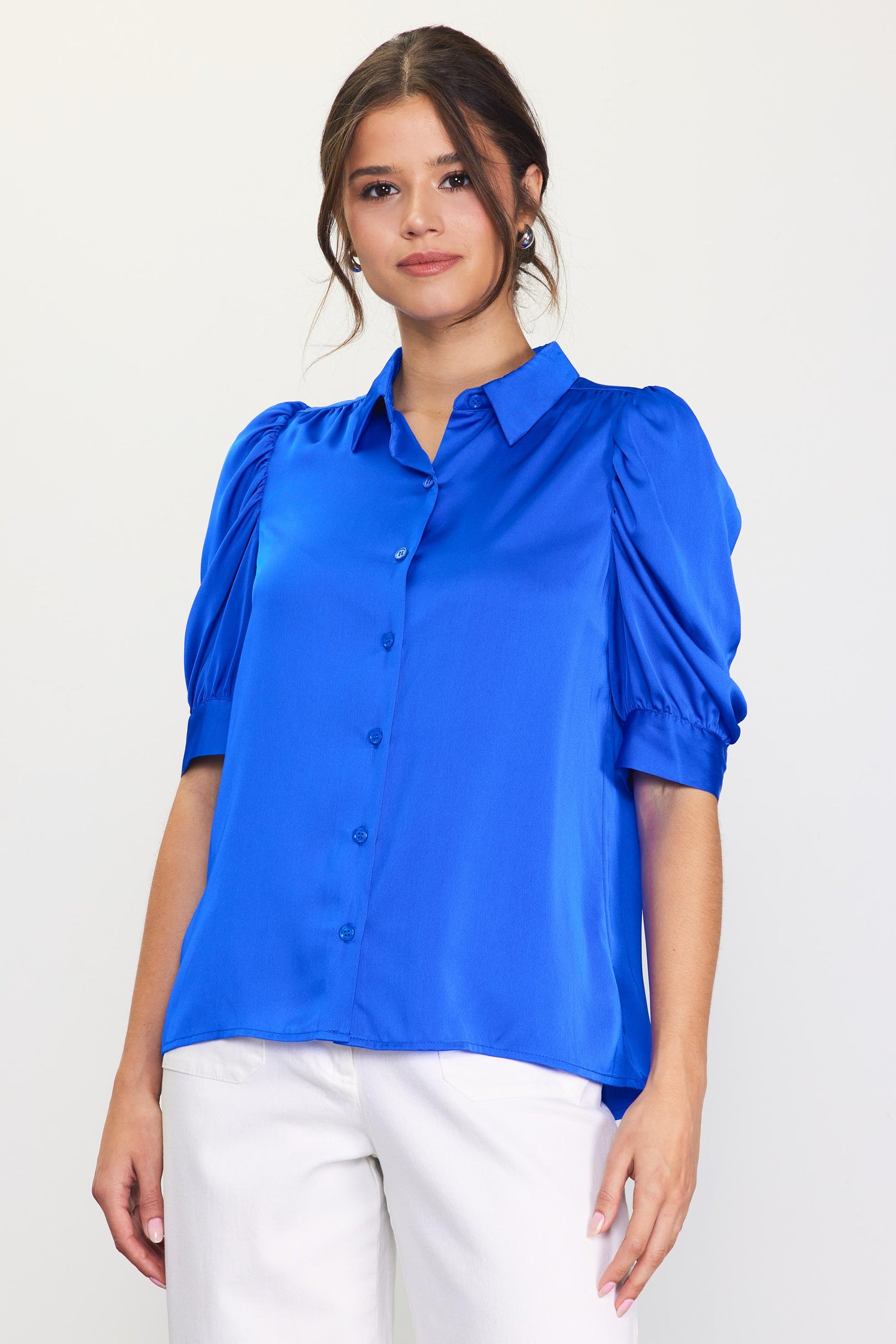 Recycled Shirred Sleeve Blouse