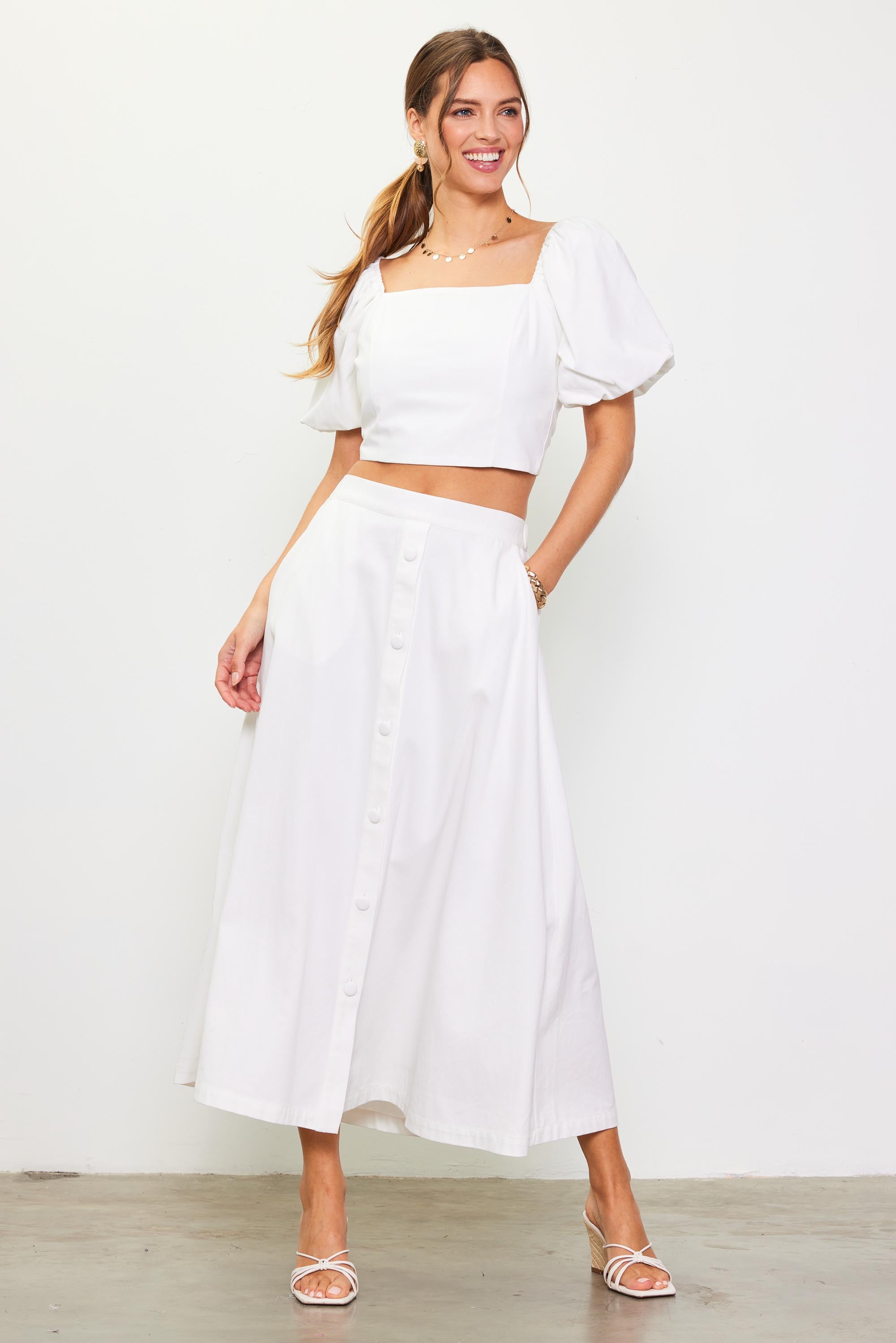Button Down Maxi Skirt SKIES ARE BLUE