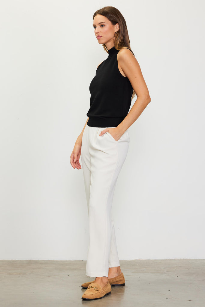 Sleeveless Mock Neck Knit Top