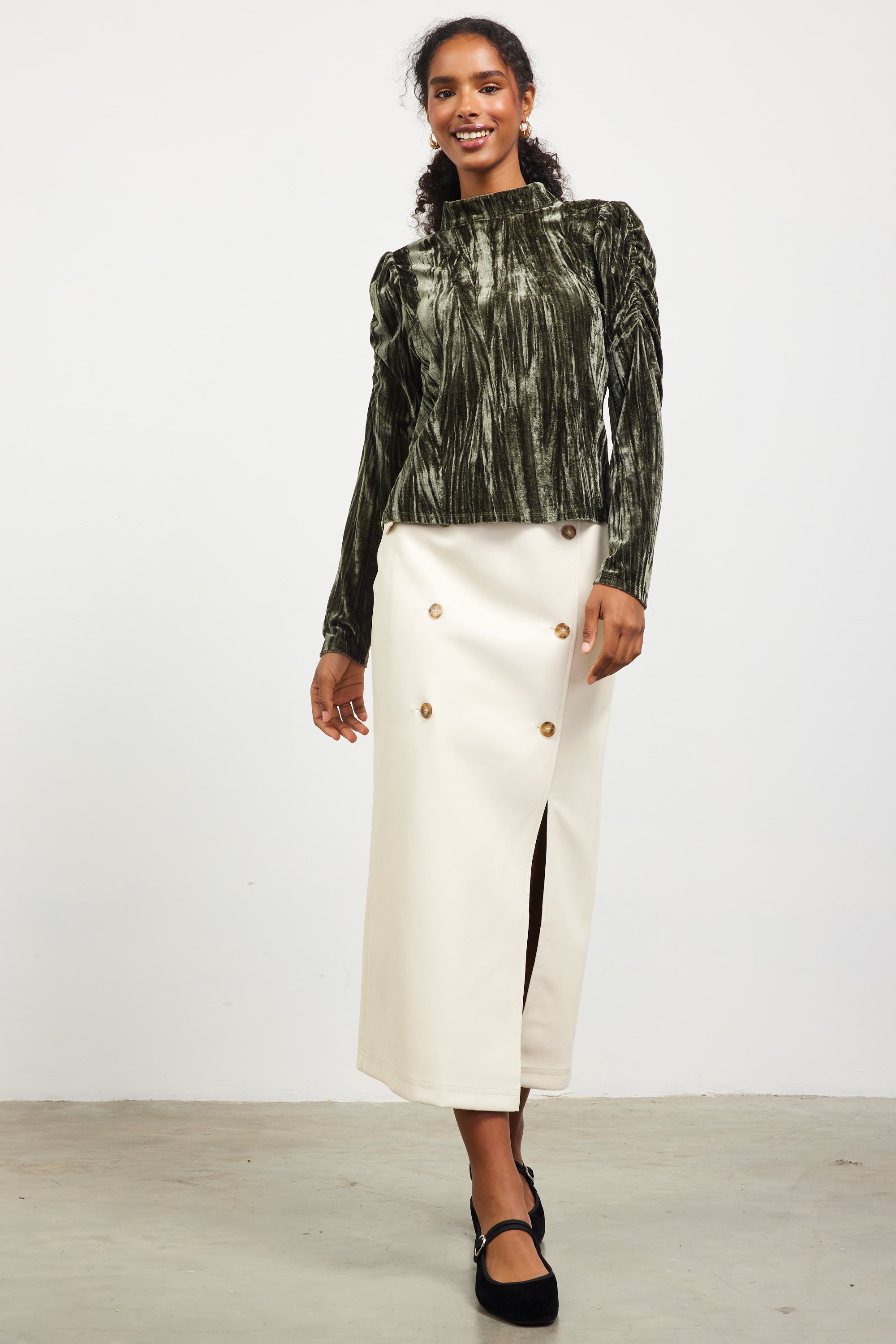 velvet mock neck top