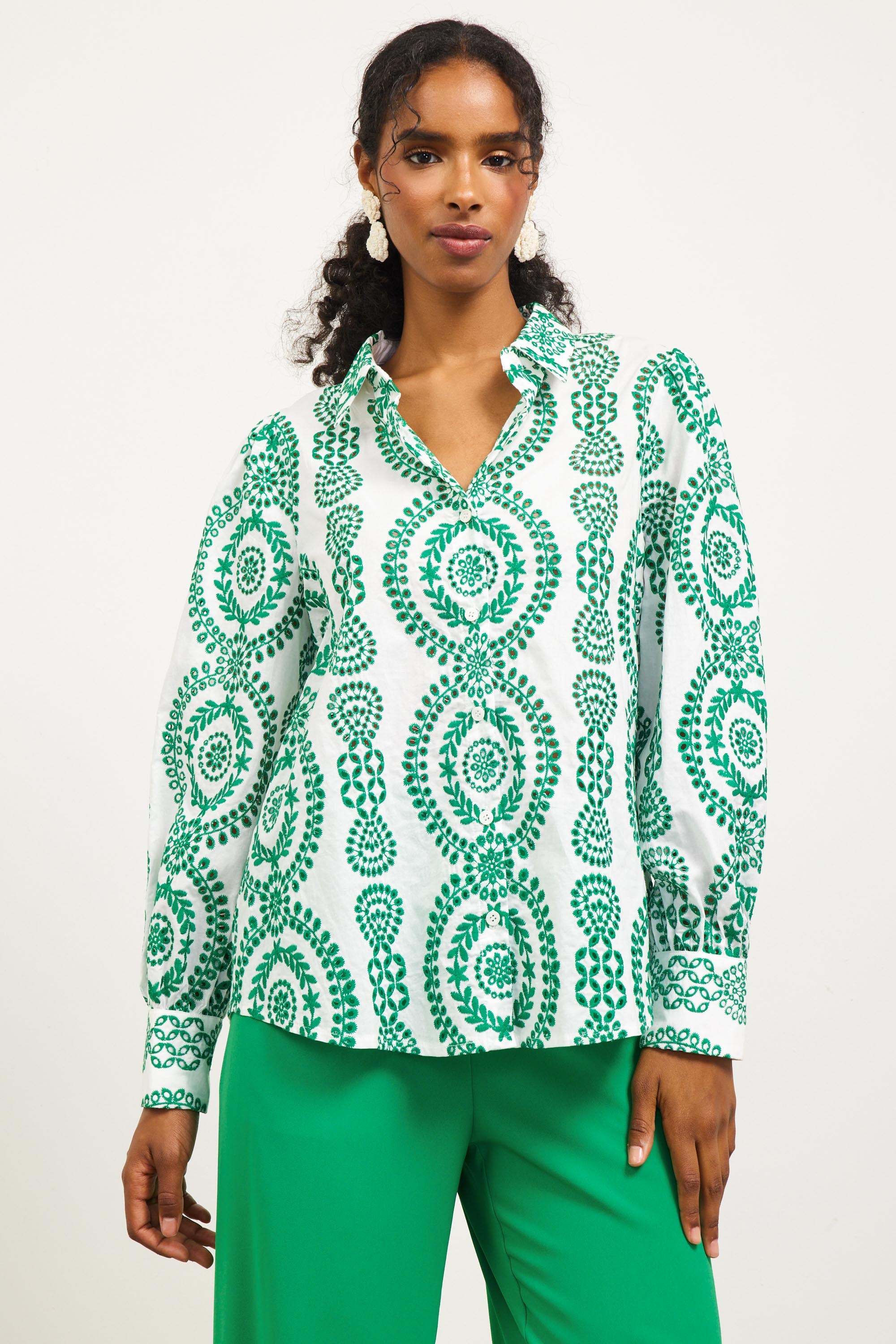 Embroidered Eyelet Longsleeve Blouse – SKIES ARE BLUE