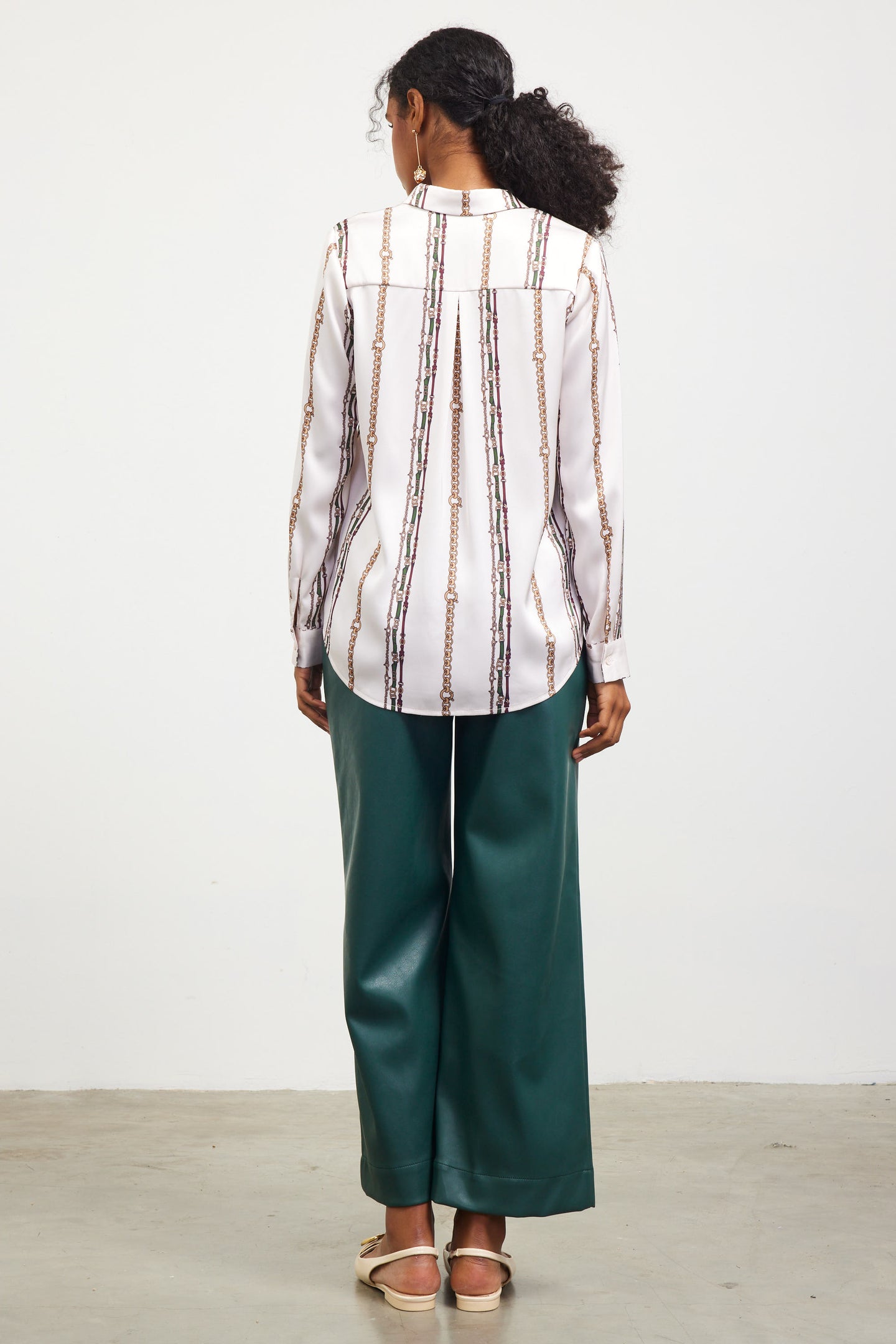 Vertical Stripe Satin Button Down