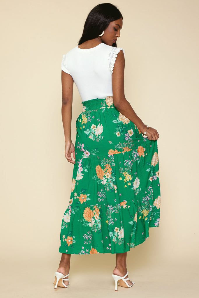 Fleur Print Tiered Maxi Skirt