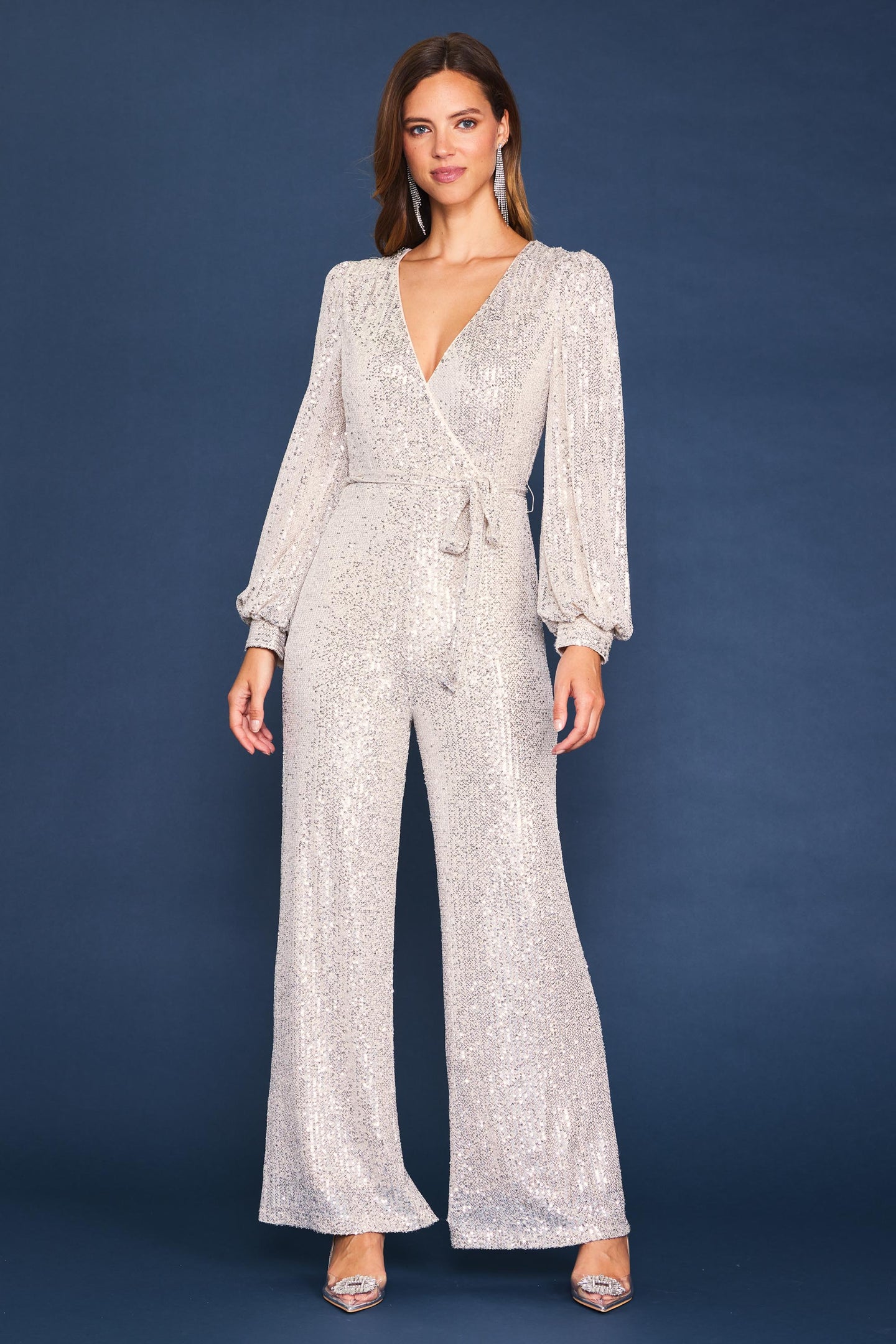 Sequin Wrap Jumpsuit