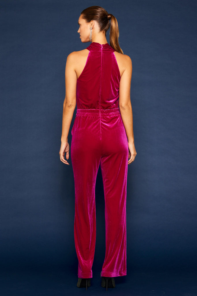 Velvet Halter Neck Jumpsuit