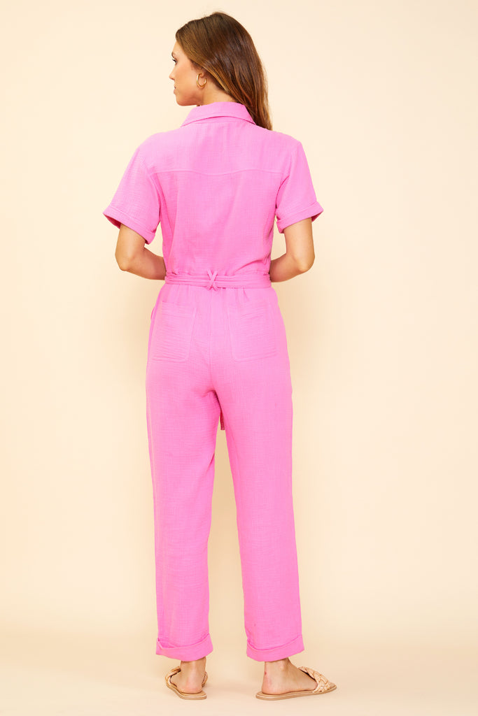 Short Sleeve Gauze Jumpsuit