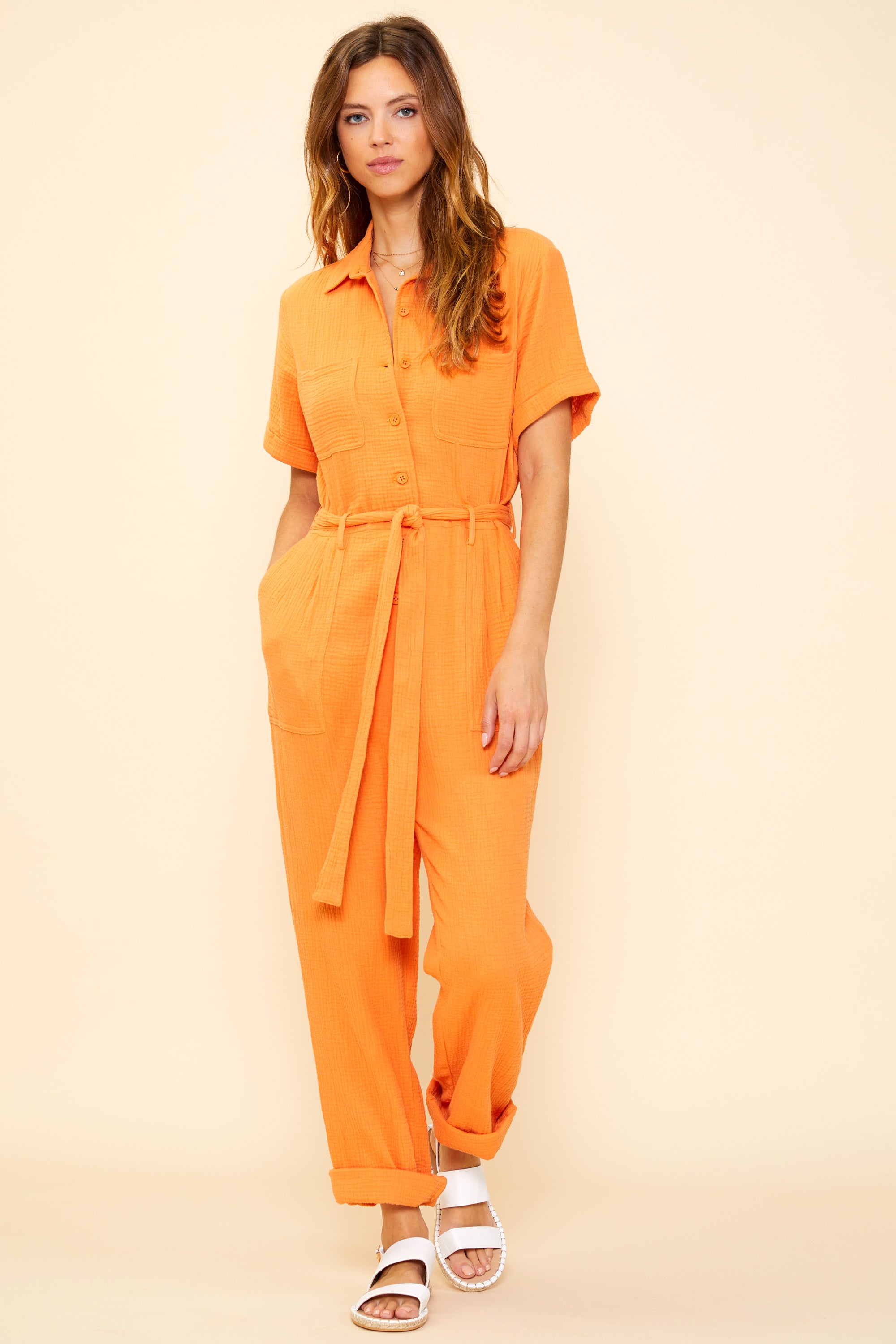 Short sleeve deals orange jumpsuit