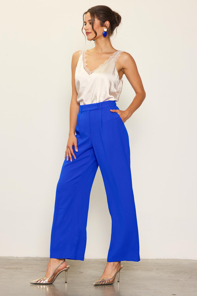 Pintuck Wide Leg Trouser