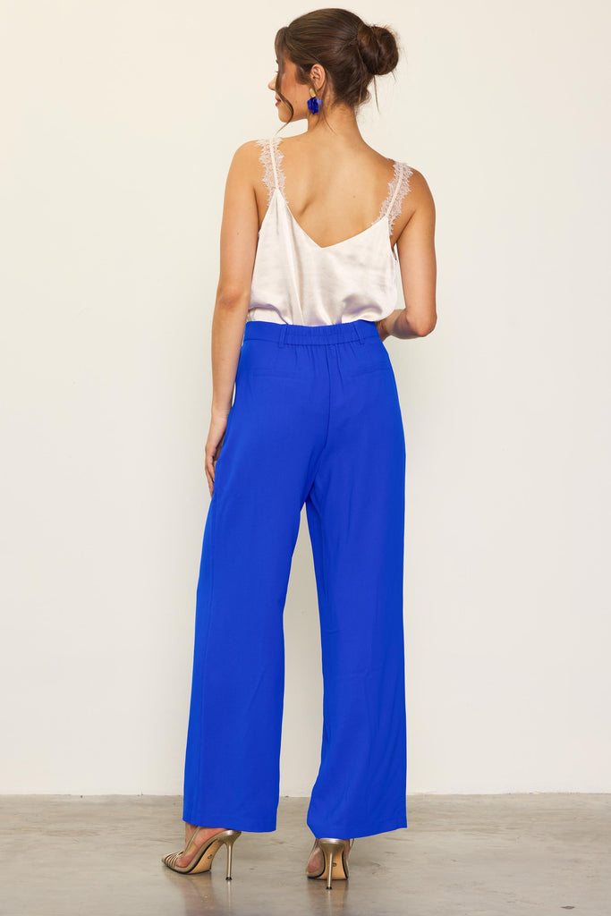 Pintuck Wide Leg Trouser