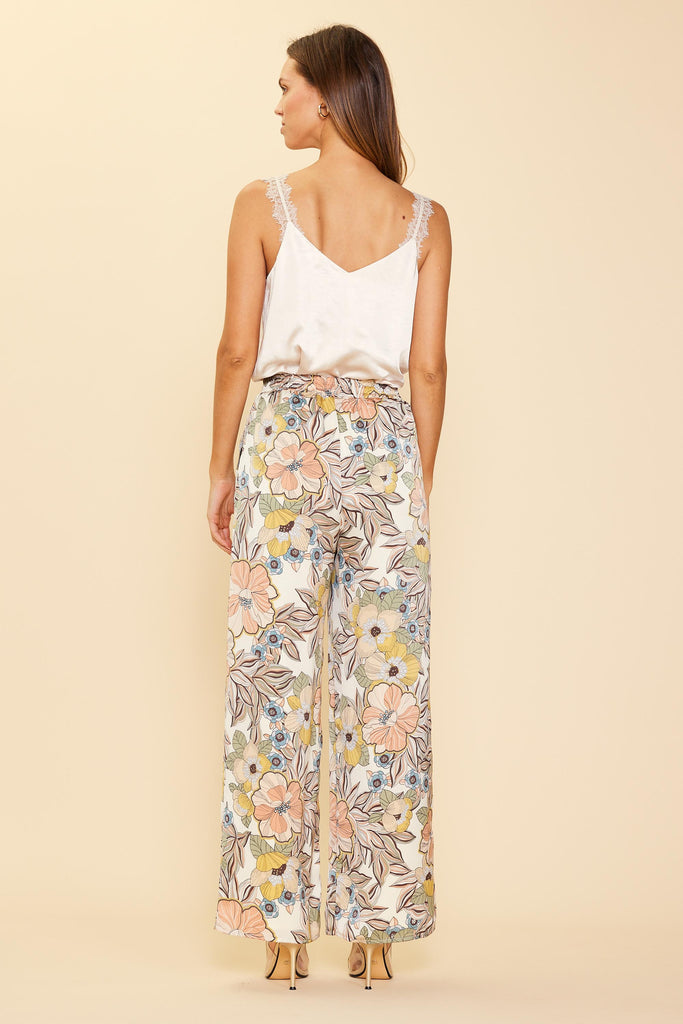 Abstract Daisy Print Drawstring Pants