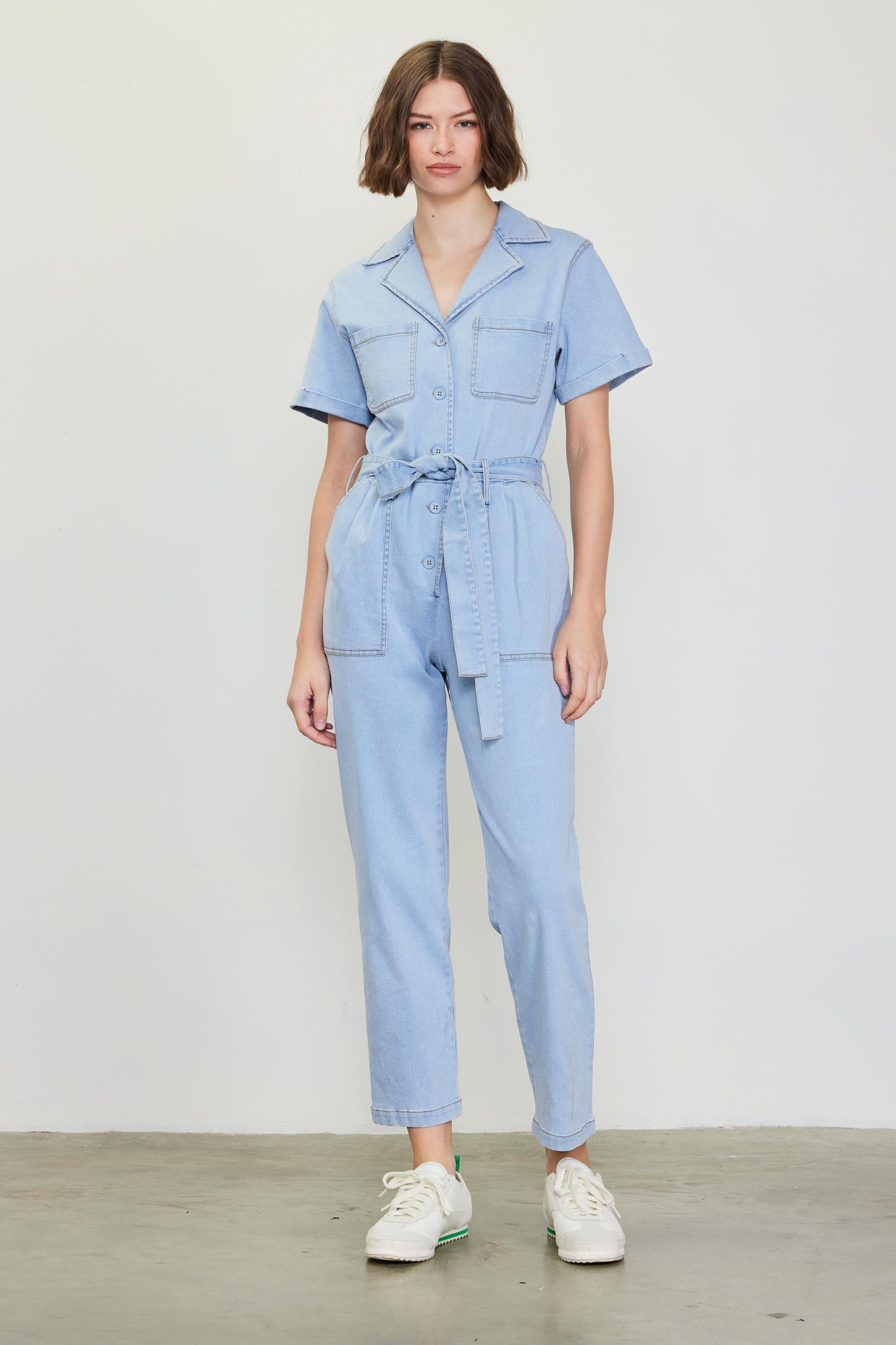 Chambray Washed Utility Jumpsuit